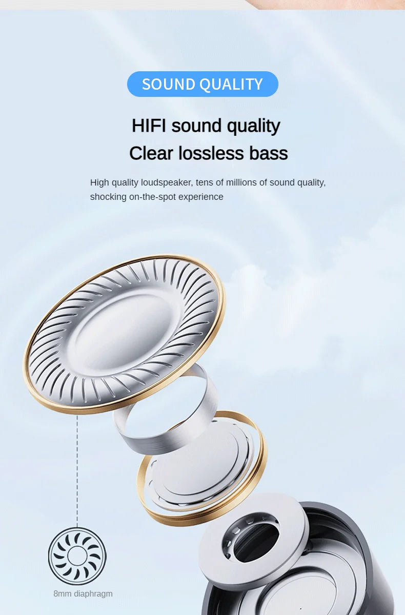 Heavy Bass Sleep Headphones Wireless Bluetooth Earphones With Mic Sports Earbuds Noise Reduction Mini HD Headset For Smart Phone