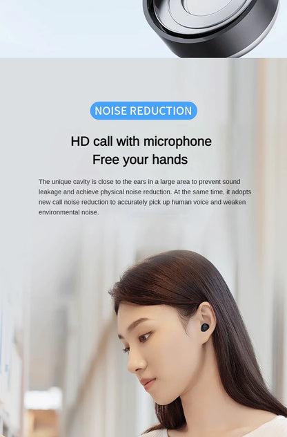 Heavy Bass Sleep Headphones Wireless Bluetooth Earphones With Mic Sports Earbuds Noise Reduction Mini HD Headset For Smart Phone