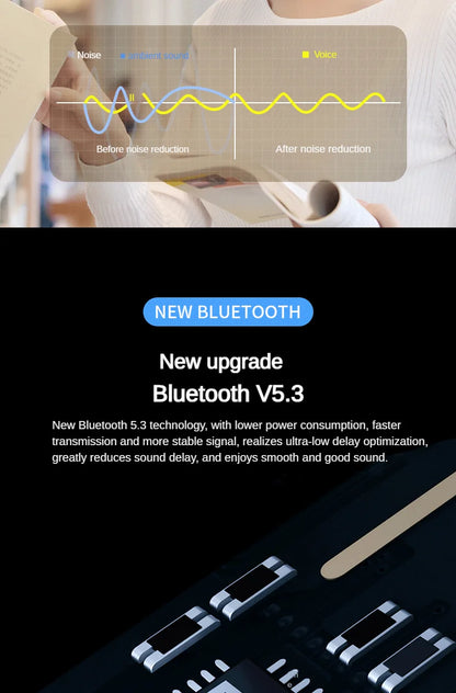 Heavy Bass Sleep Headphones Wireless Bluetooth Earphones With Mic Sports Earbuds Noise Reduction Mini HD Headset For Smart Phone